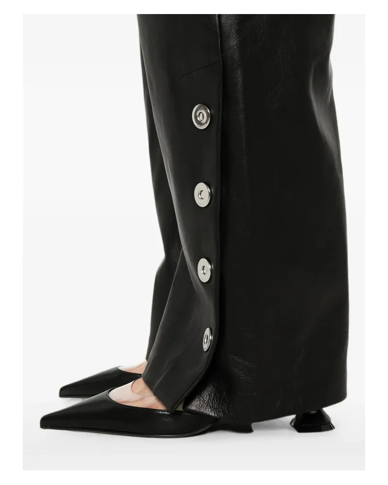 SPORTMAX Lambskin Leather Trousers — Black Black