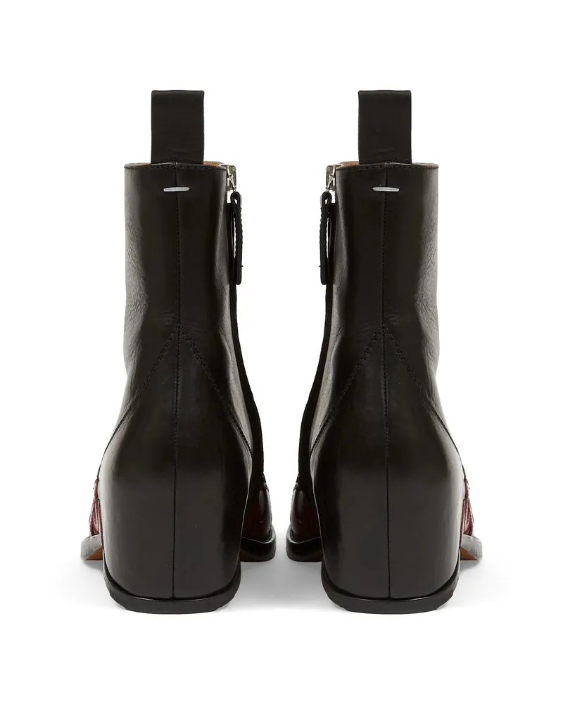 Maison Margiela Flame-Appliqué Leather Boot — Black Black