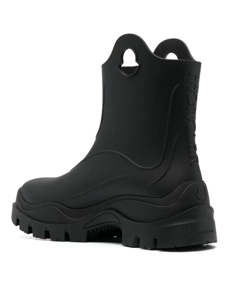 Moncler Women's Misty Logo Round Toe Rain Boots Black Shoes Black