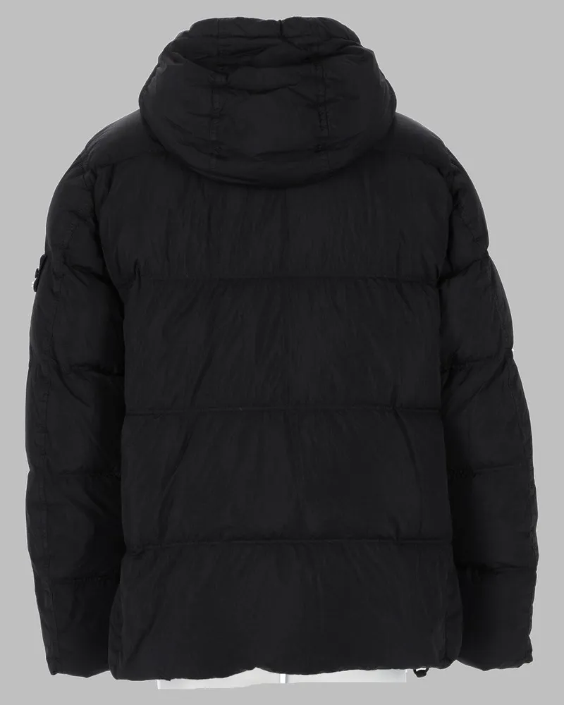 Stone Island Crinkle-Effect Puffer Down Jacket — Black Black