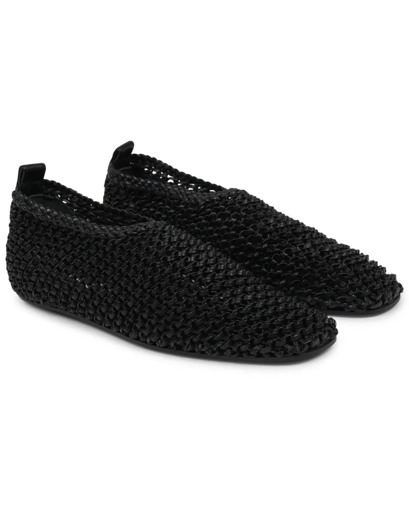 Totême Leather Ballerina Flats — Black Black