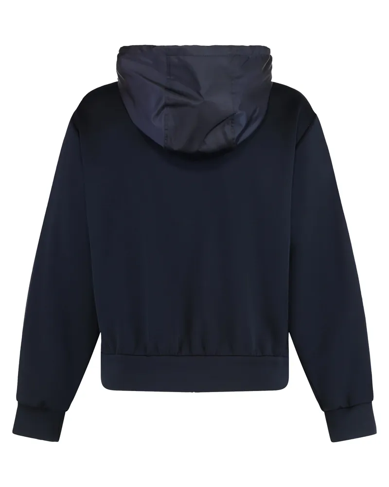 Prada Full-Zip Cotton-Blend Hoodie — Navy 