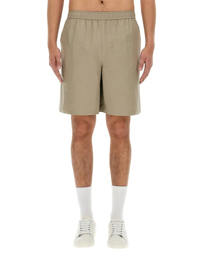 Fred Perry Cotton Bermuda Shorts — Beige Beige