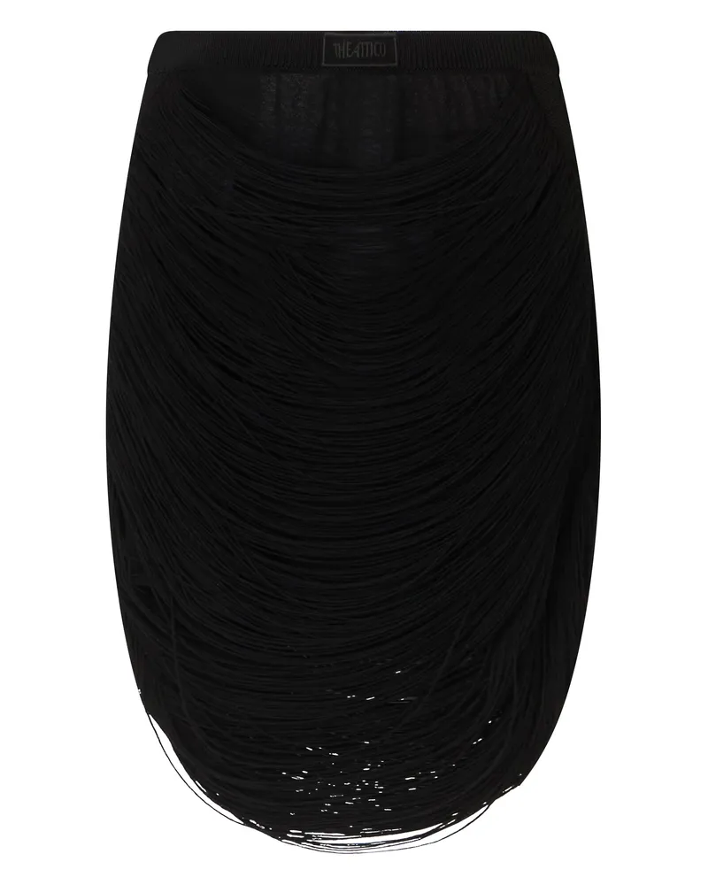 ATTICO Women's Mini Skirt With Fringes, Black Viscose Black