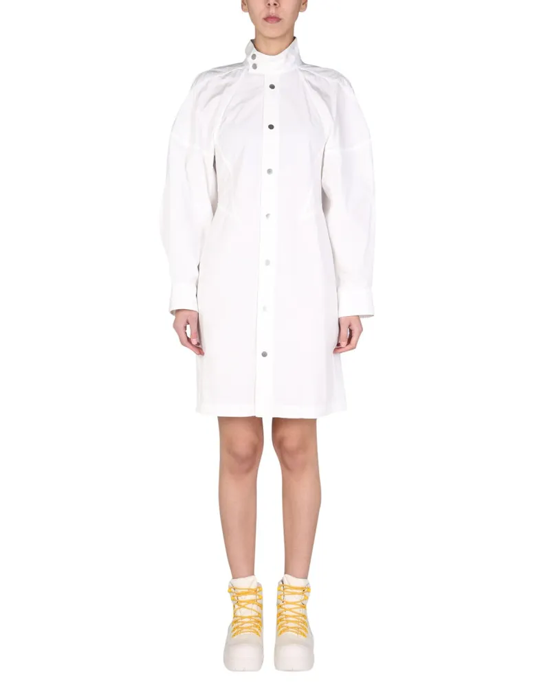 Bottega Veneta High-Neck Cotton-Viscose Blend Dress — White White