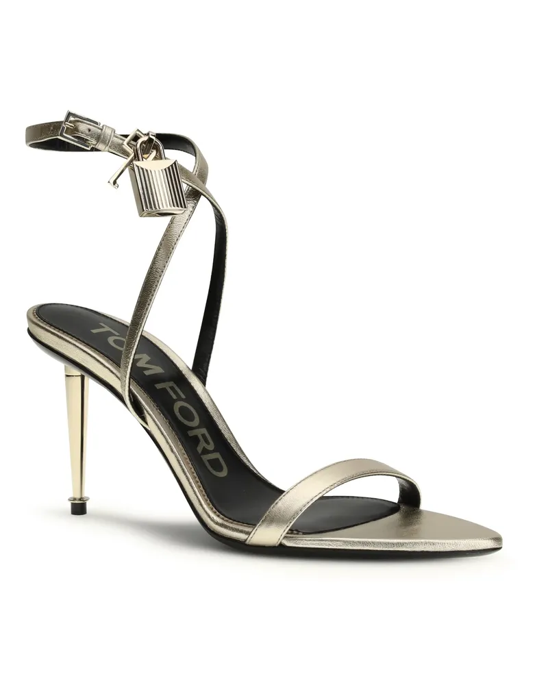 Tom Ford Women's Sandals Padlock Pale Gold Calf Leather Gold