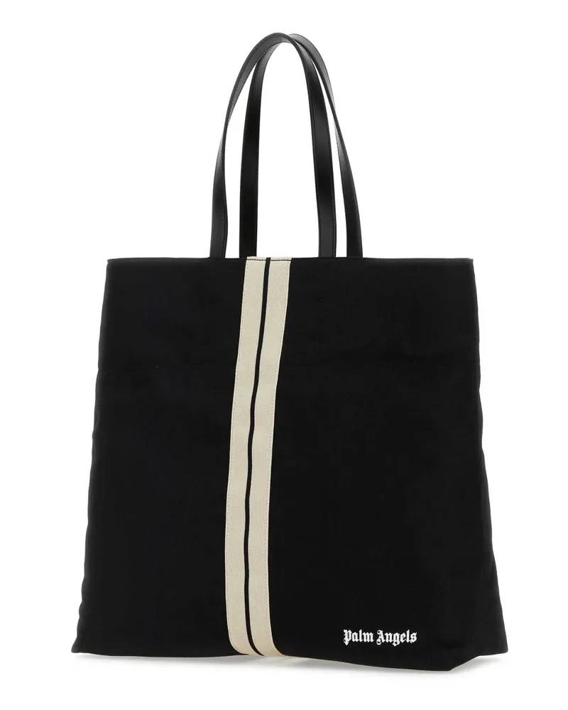 Palm Angels Men's Black Canvas Shopping Bag Blackoff Borse A Mano Black