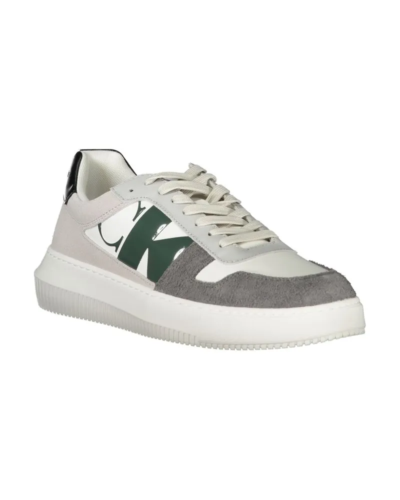 Calvin Klein Mixed-Material Lace-Up Sneaker — White White