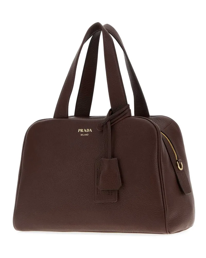 Prada Women's Brown Leather Handbag Bruciato Cervuselaphusscot. Borse A Mano Bag Brown