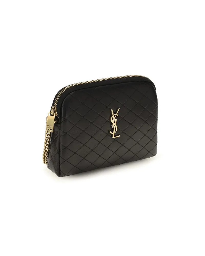 Saint Laurent Gaby Mini Lambskin Leather Camera Bag — Black Black