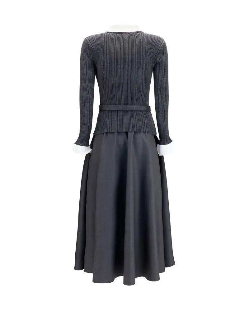 Self-Portrait Women's Gray Polyamide Casual Dress Gray