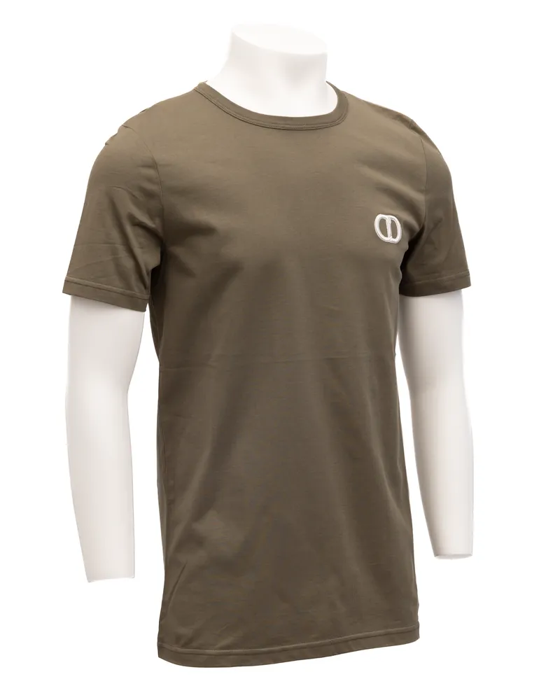 Dior Logo-Embroidered Cotton T-Shirt — Green Green