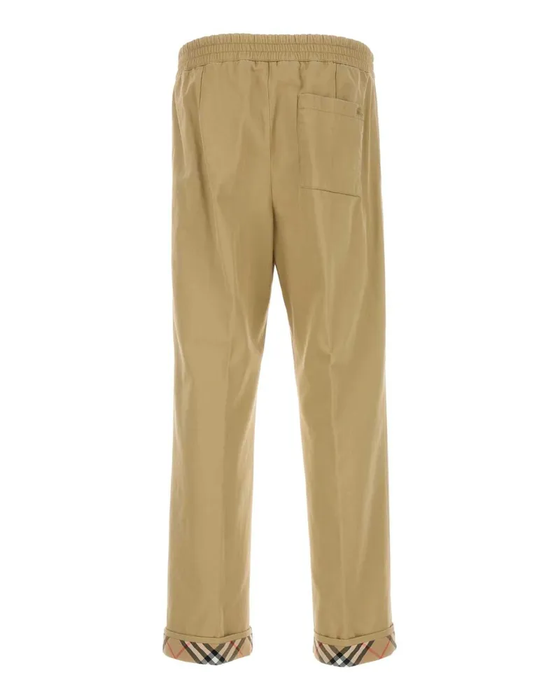 Burberry Men's Biege Twill Pant Hamper Exterior: Cotton Pantaloni Beige