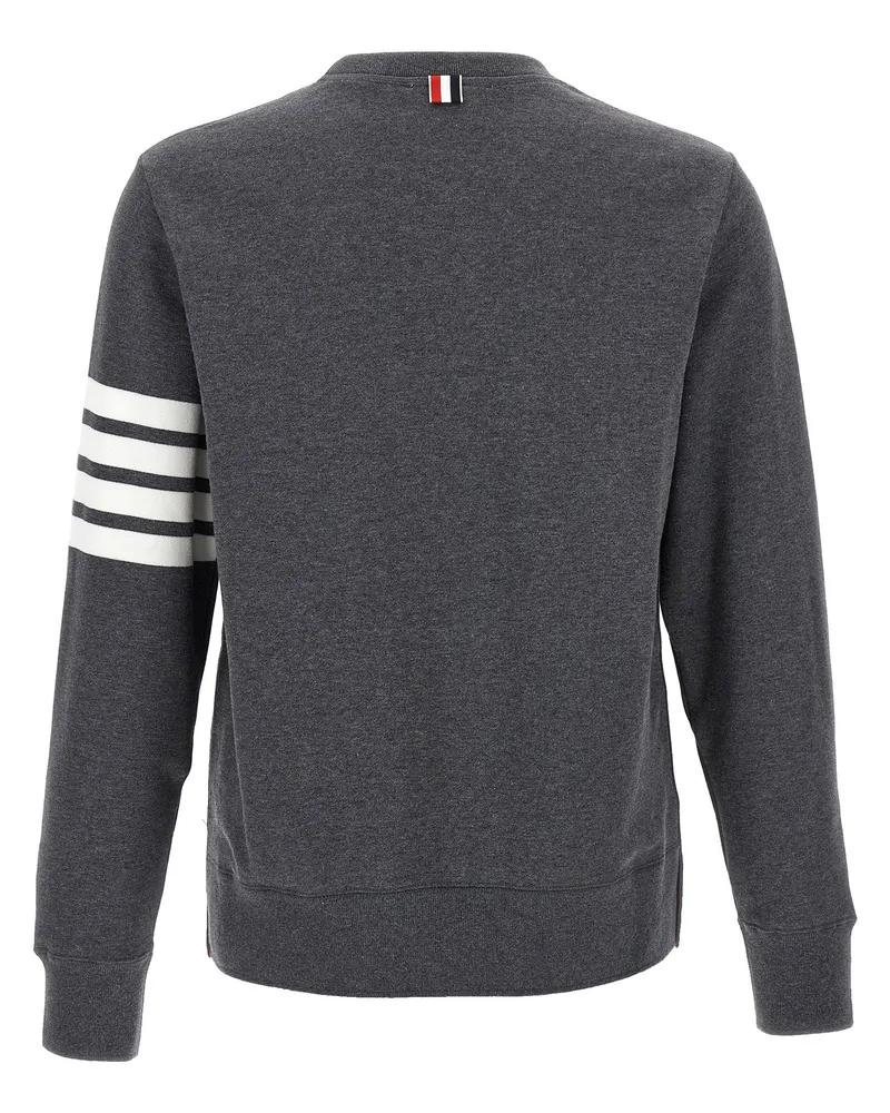 Thom Browne Striped Loopback Cotton Sweatshirt — Charcoal Charcoal