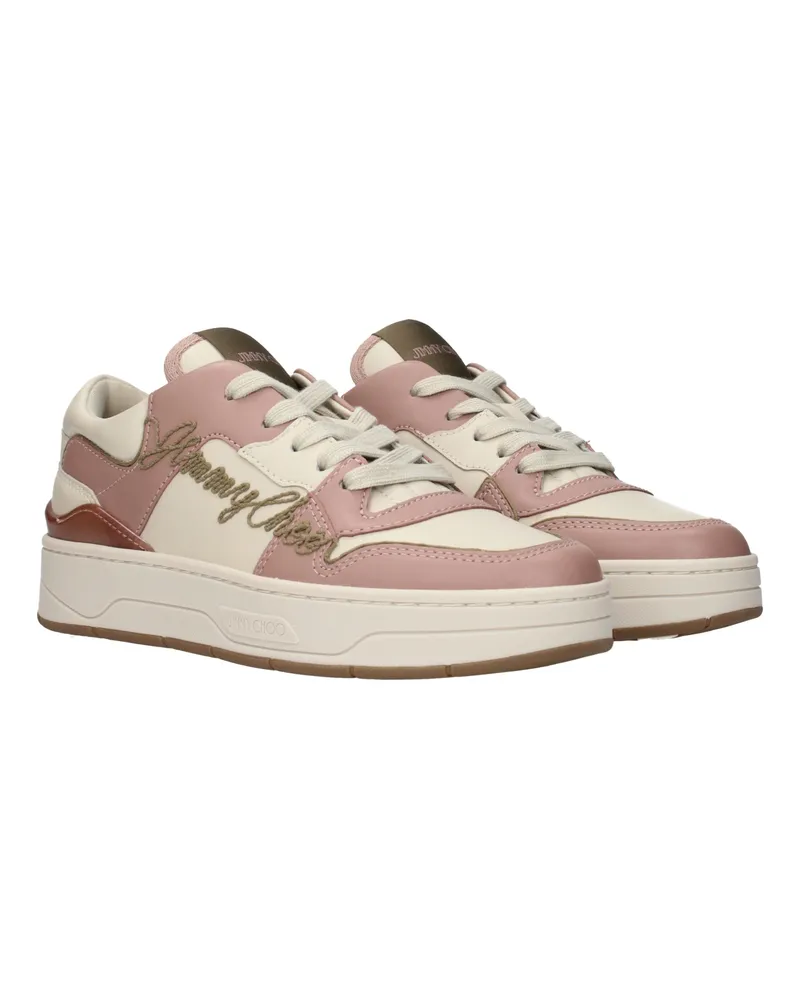 Jimmy Choo Women's Pink Leather Low Top Sneakers Pink