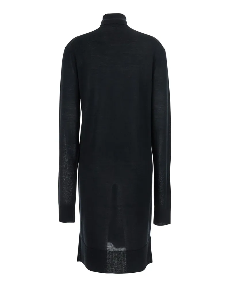 Totême Women's Black Turtleneck Dress With Side Slits Wool Black
