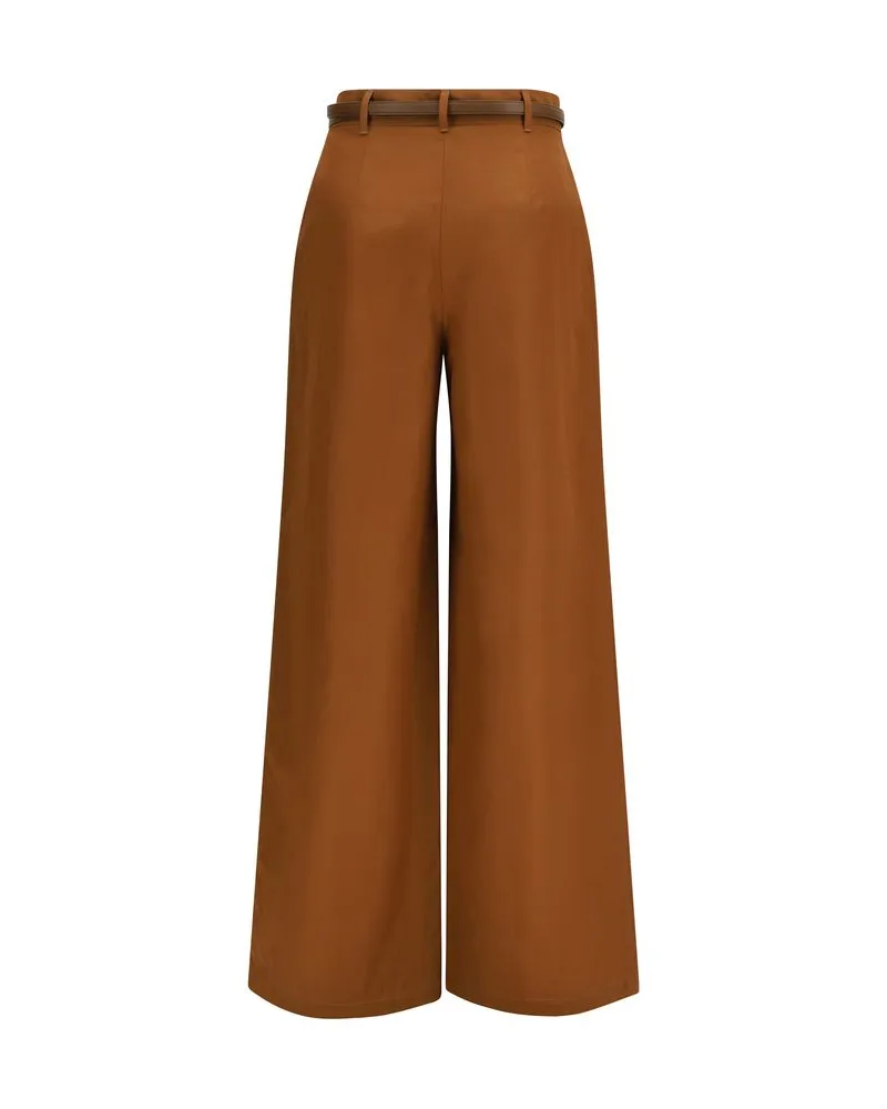 Max Mara Women's Brown Cotton Casual Pants Brown