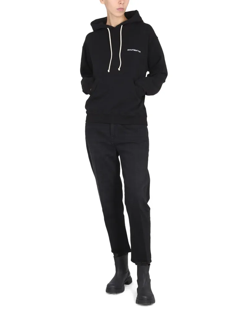 Department 5 Logo-Embroidered Drawstring Hoodie — Black Black