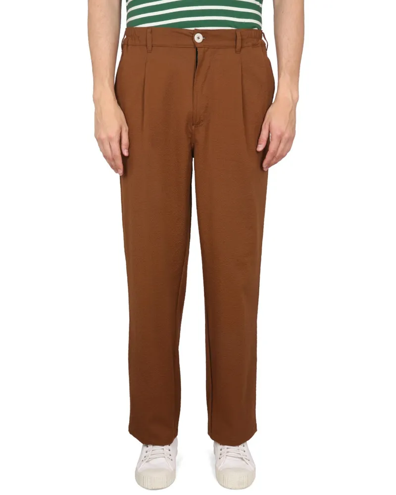 Howlin' Cotton-Elastane Blend Trousers — Brown Brown
