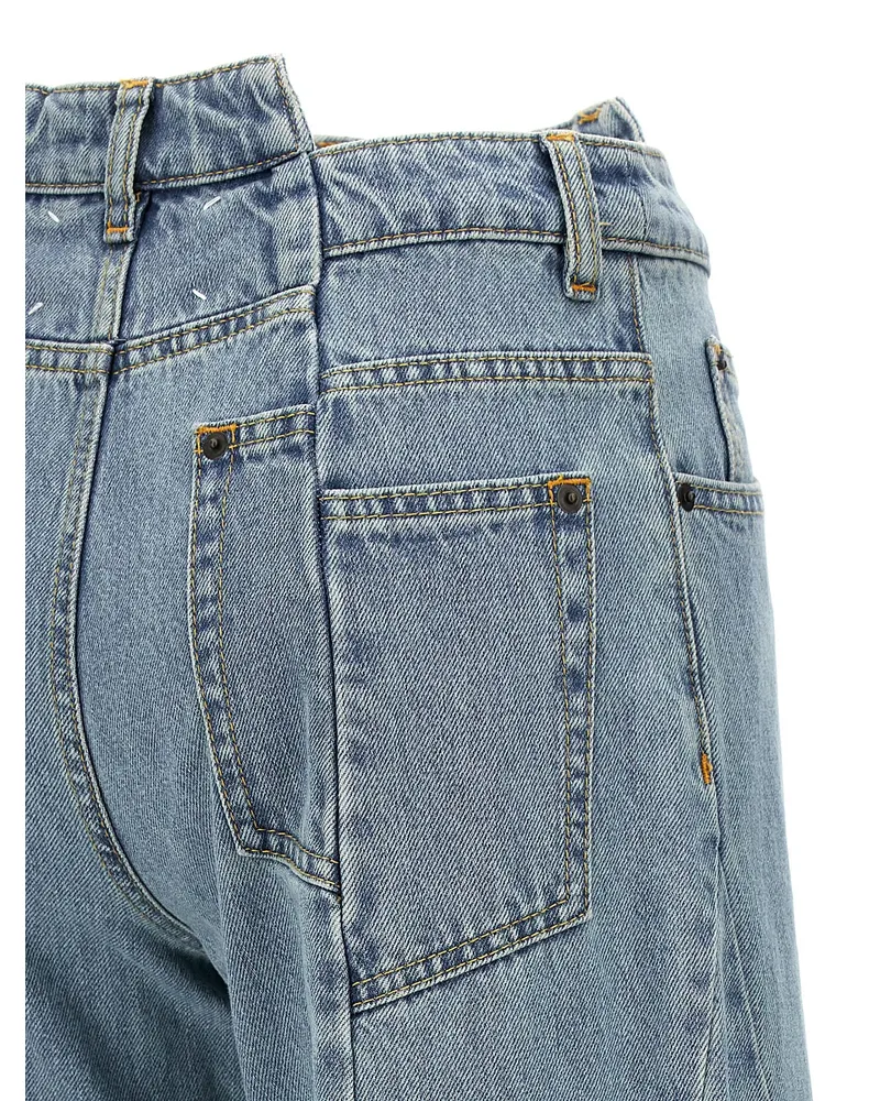 Maison Margiela Asymmetrical Cotton Jeans — Blue Blue