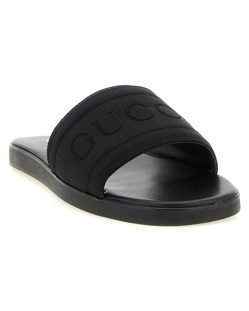 Gucci Jacquard Logo Slides — black Black