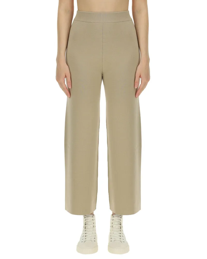 Kenzo Cropped Wool with Logo Trousers — Beige Beige