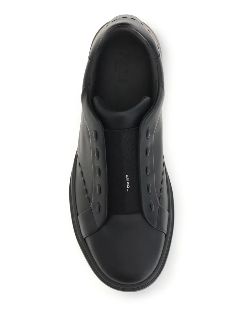 Fendi Men's Sneakers City Calf Leather Black-Chocolate Taupe Black-Black-Chocolate Upper: Trainers Black/black/chocolate Black