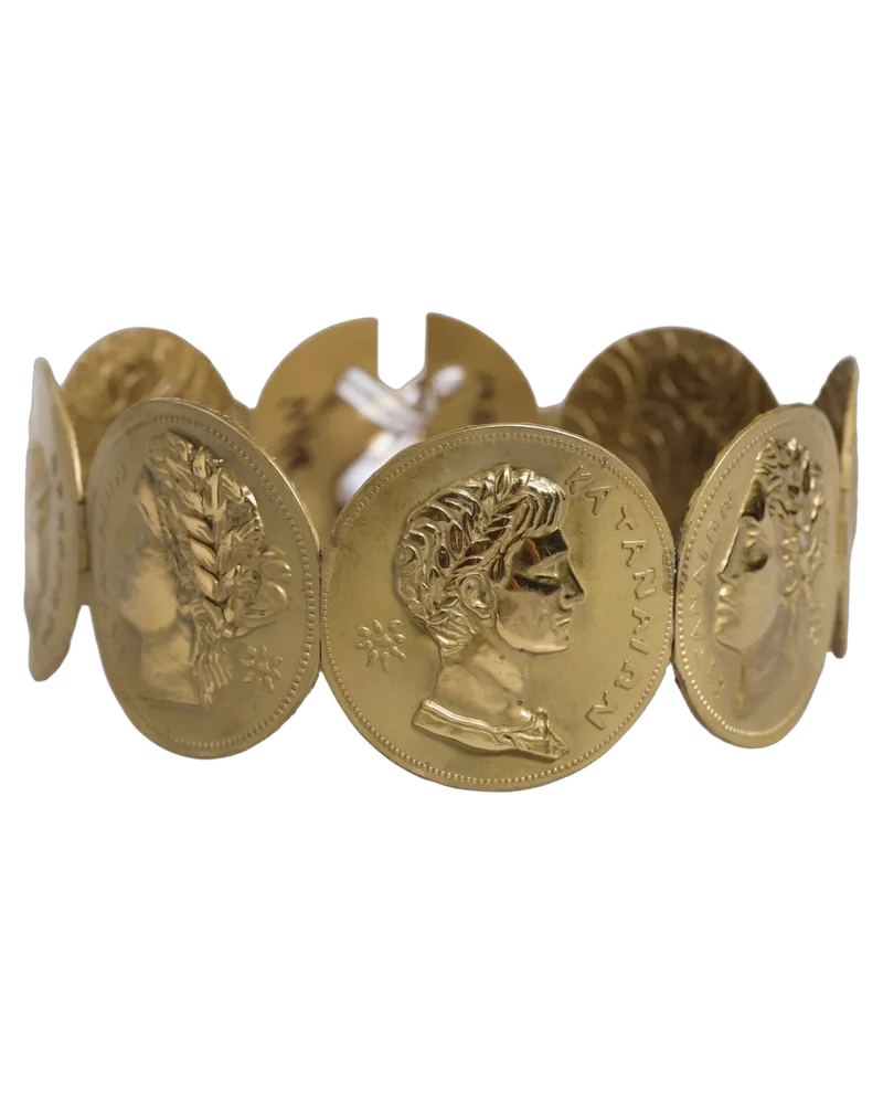 Dolce & Gabbana Women's Gold Tone Brass Coin Metal Waist Cintura Belt Real Gold