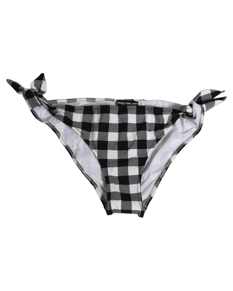 Dolce & Gabbana Women's Black White Checkered Beachwear Bikini Bottom And Nylon Elastane Clothing Black