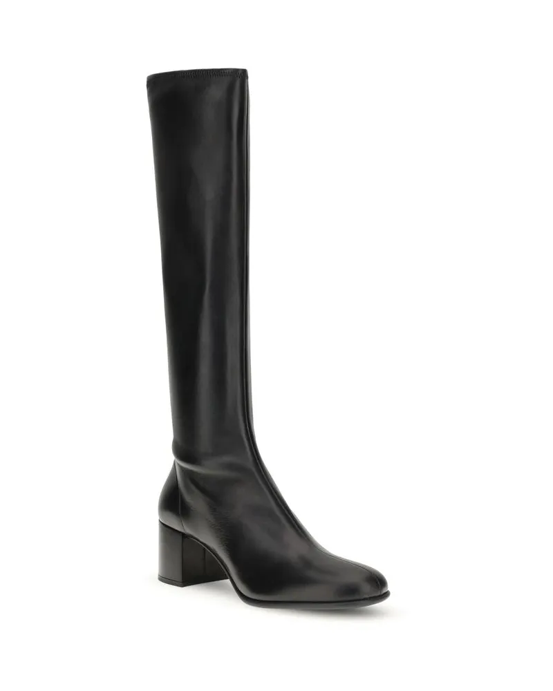Prada Leather Calf-High Boot — Black Black