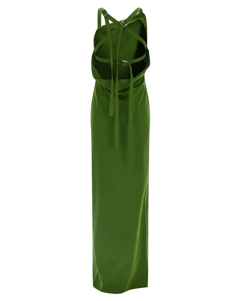 ATTICO Women's Bicolor Viscose Long Dress Green