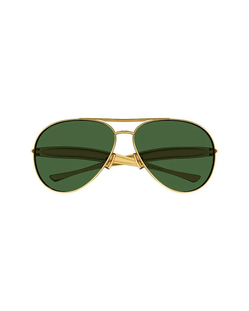 Bottega Veneta Unisex Sunglasses Gold-Green Metal Gold