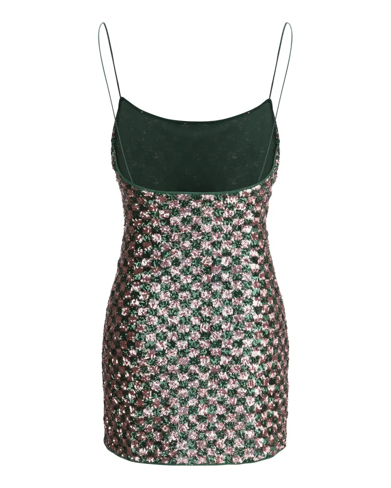 Oséree Women's Sequins Chess Mini Dress Green Pink Polyester Green