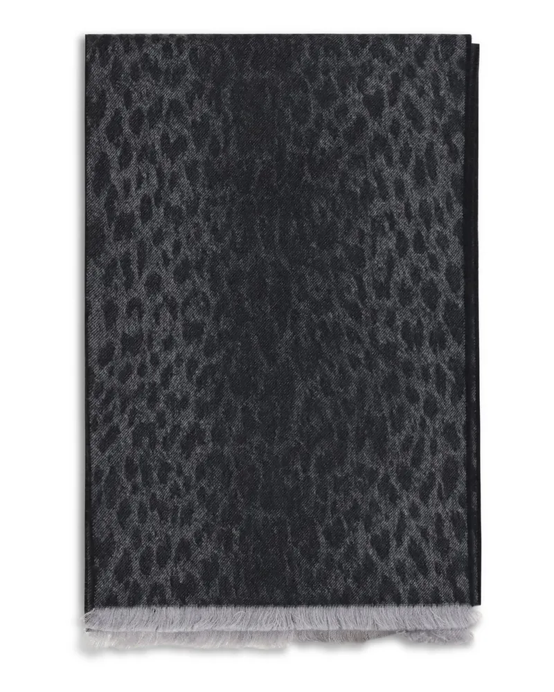 Gucci Reversible Leopard-Print Merino Wool Scarf — Black Black