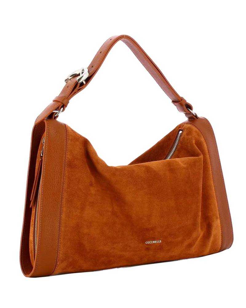 Coccinelle Suede Shoulder Bag — Cognac Cognac
