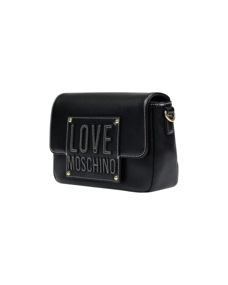 Moschino Women's Logo-Embossed Polyurethane Shoulder Bag Black Black