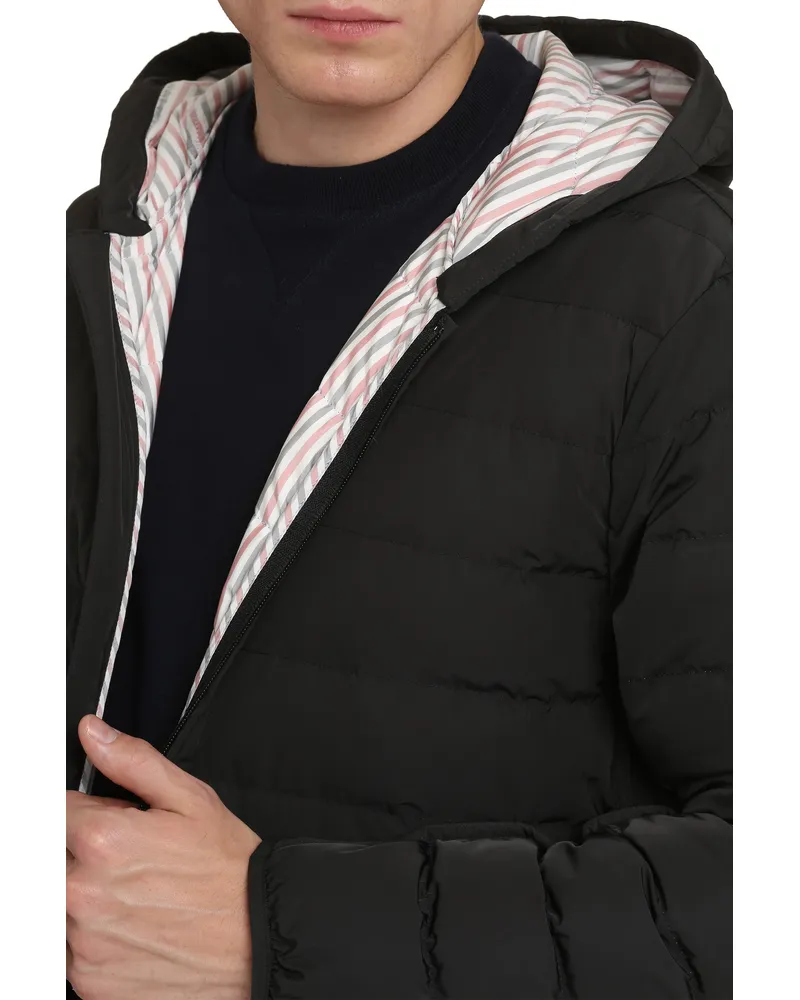 Thom Browne Men's Hooded Down Jacket Black Polyester Padded Black