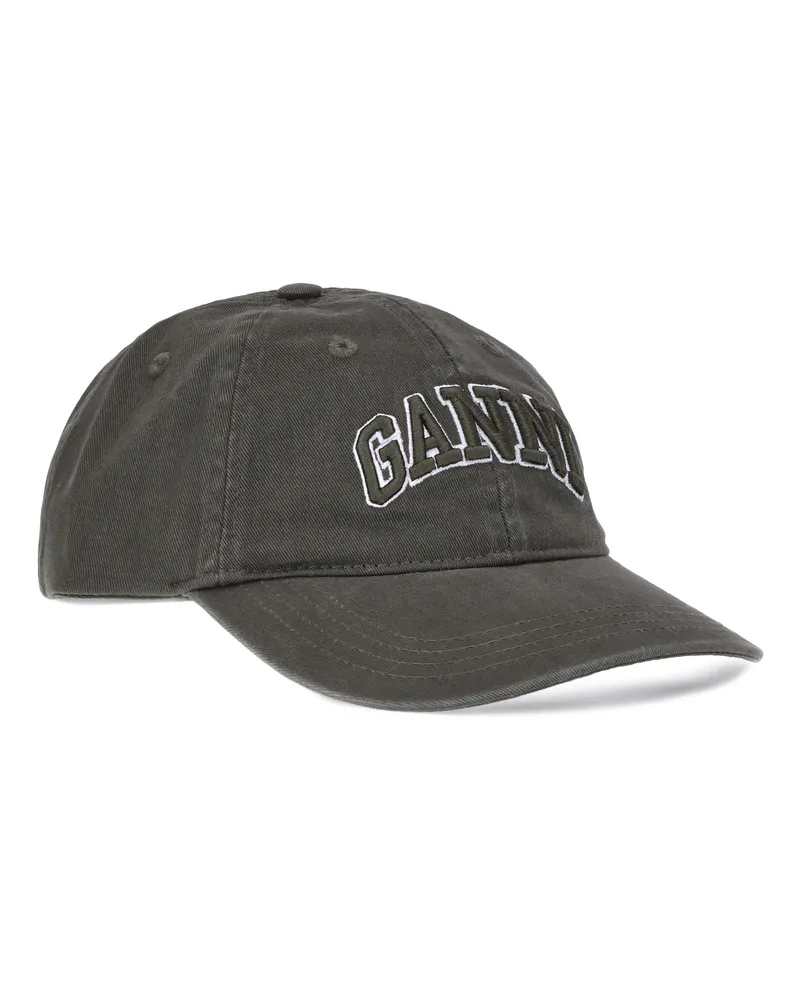 Ganni A6899 Logo-Embroidered Cotton Baseball Cap — Gray Gray