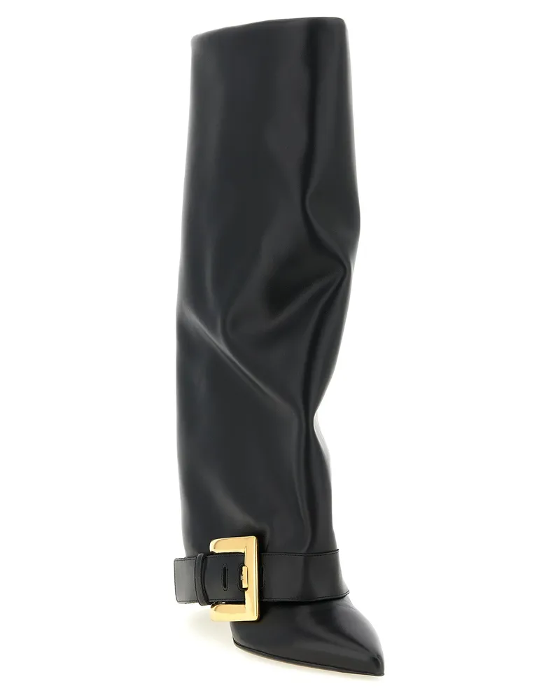 Balmain Women's Black Calfskin Over The Knee Shoe Black