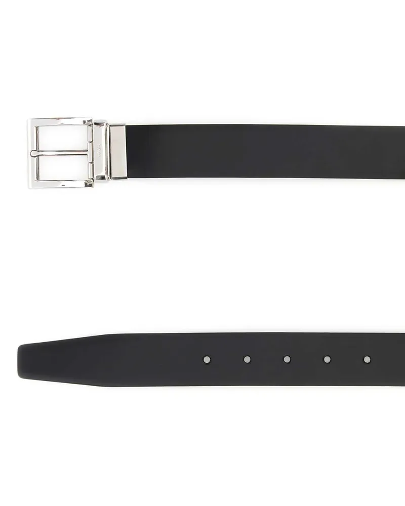 Prada Men's Black Leather Reversible Belt F0002 Vitello Cinture Black
