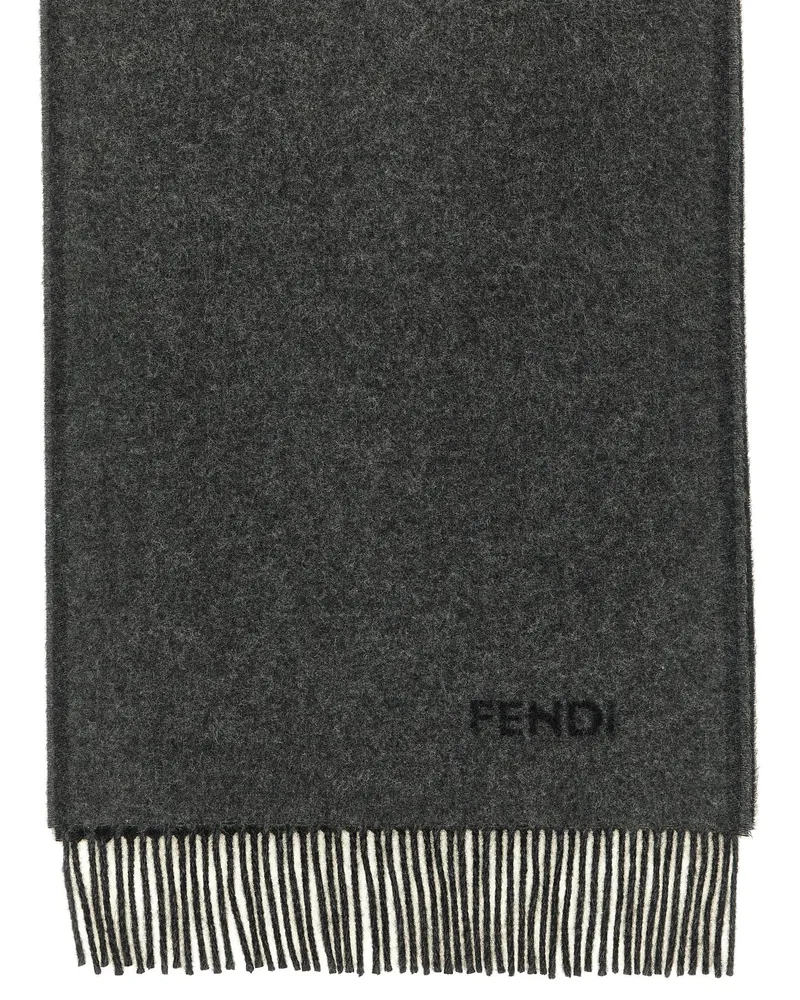Fendi Double-Sided Cashmere Scarf — Gray Gray