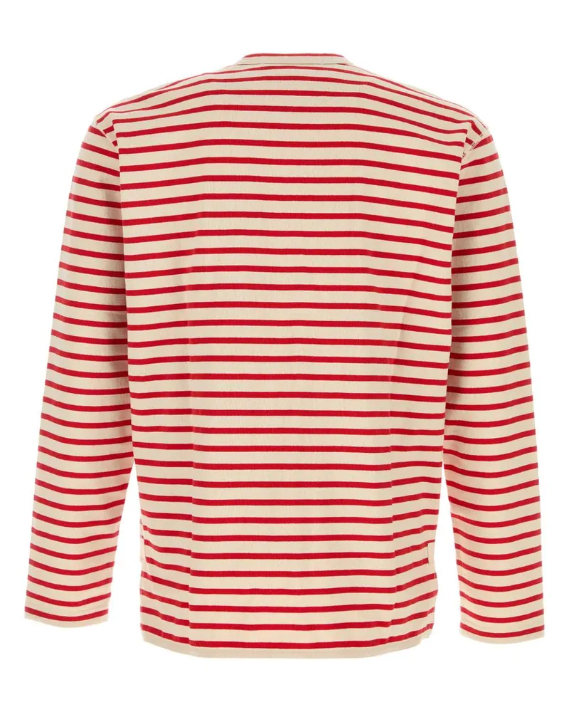 Junya Watanabe Men's Embroidered Cotton Oversize T-Shirt Naturalred Exterior Red