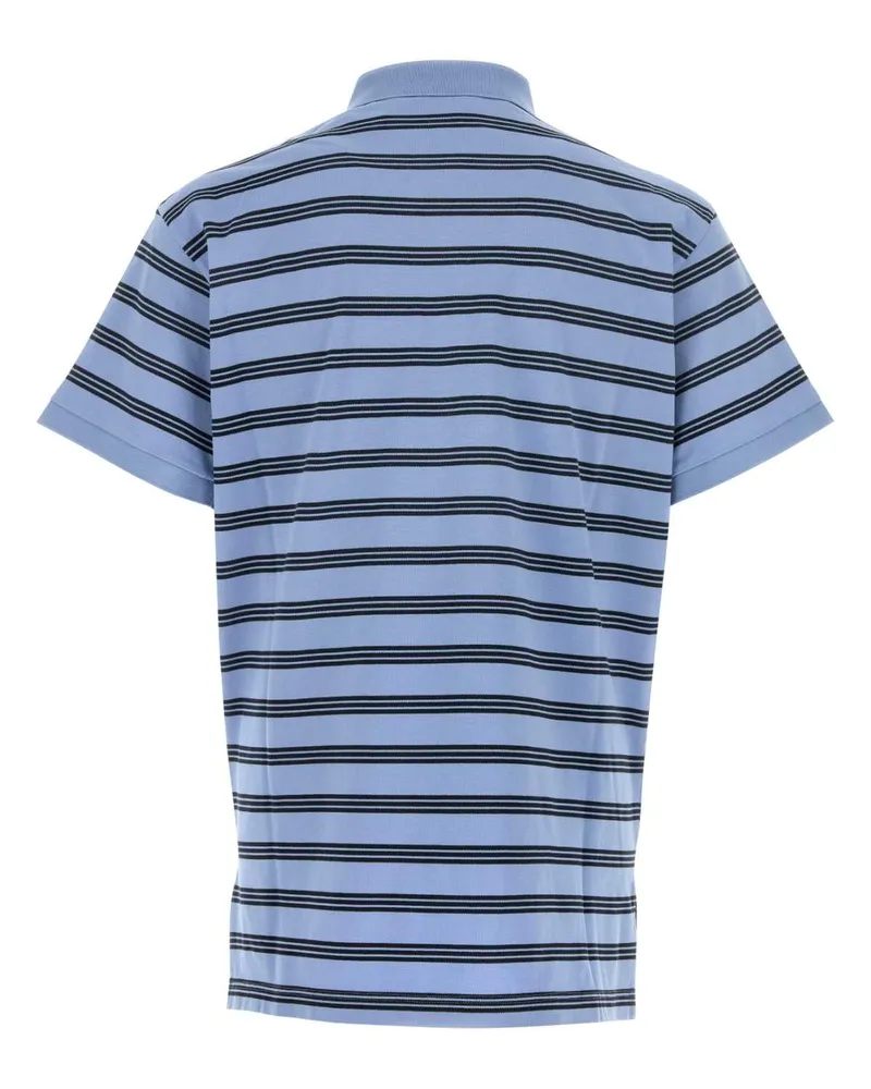 Prada Striped Piquet Polo Shirt — Blue Blue