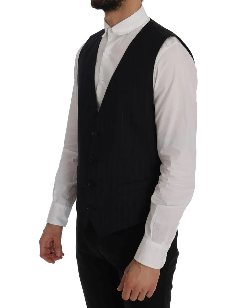 Dolce & Gabbana Men's Blue Wool Stretch Vest Clothing Black