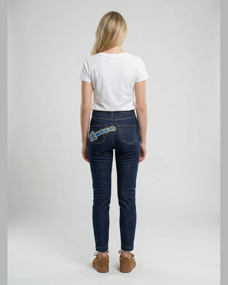 Dolce & Gabbana Women Navy Blue Cotton Skinny Jeans Clothing Navy