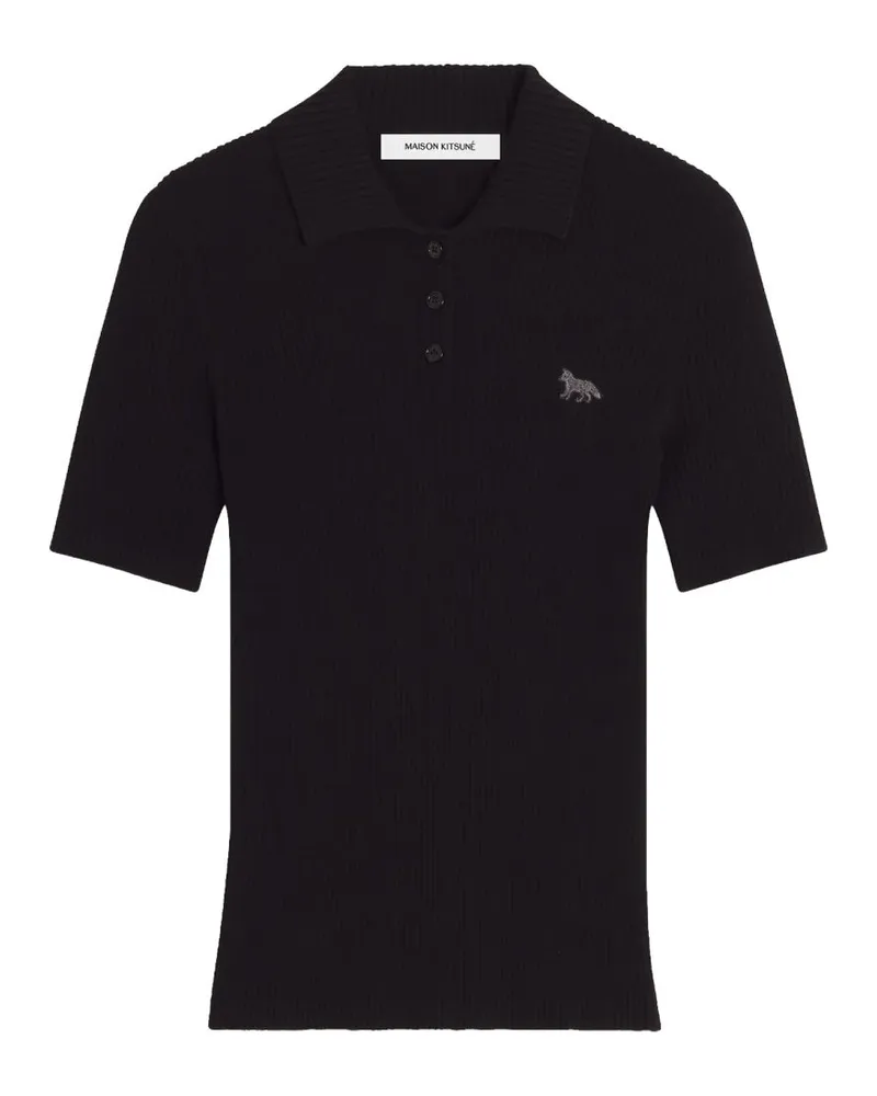 Kitsuné Extrafine Merino Wool Blend Polo — Black Black