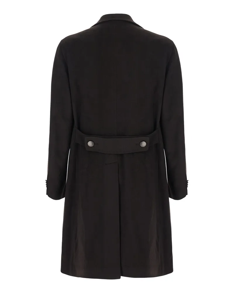Tagliatore Men's Coat Brown Tech Fabric Black