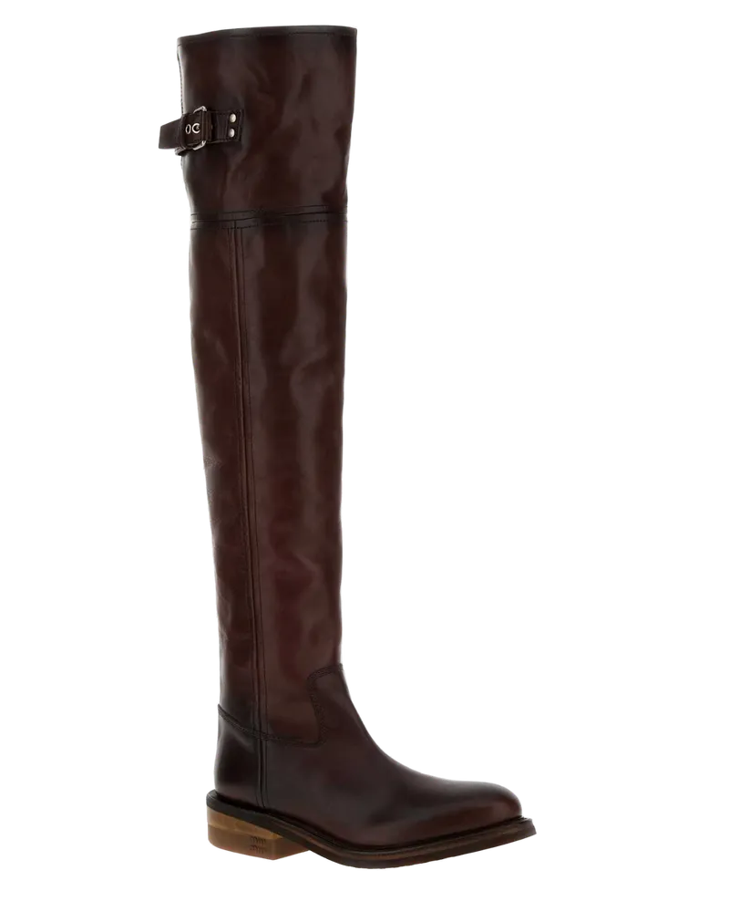 Miu Miu Caffe Vitello Boot — Brown Brown