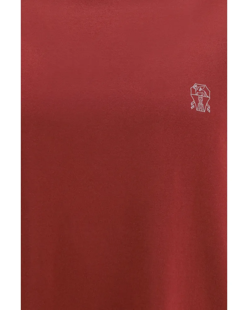 Brunello Cucinelli Logo-Detailed Cotton T-Shirt — Red Red