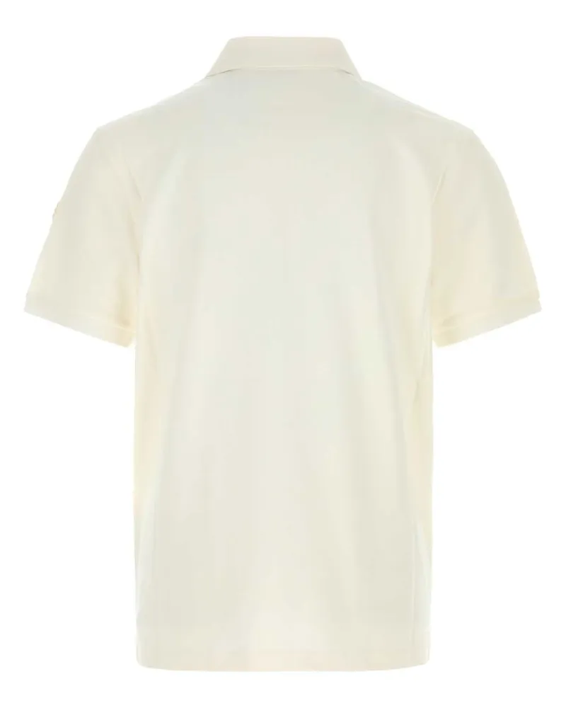 Moncler Men's White Piquet Polo Shirt Cream Exterior: Cotton T-shirts And Polos White